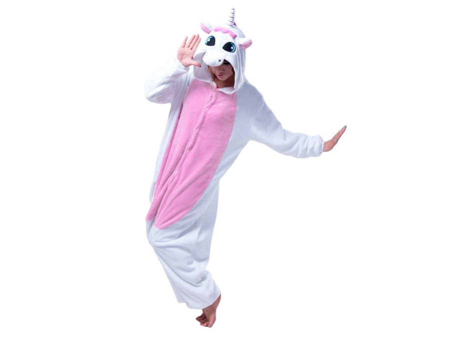 Overal KIGURUMI - jednorožec světle růžový/bílý