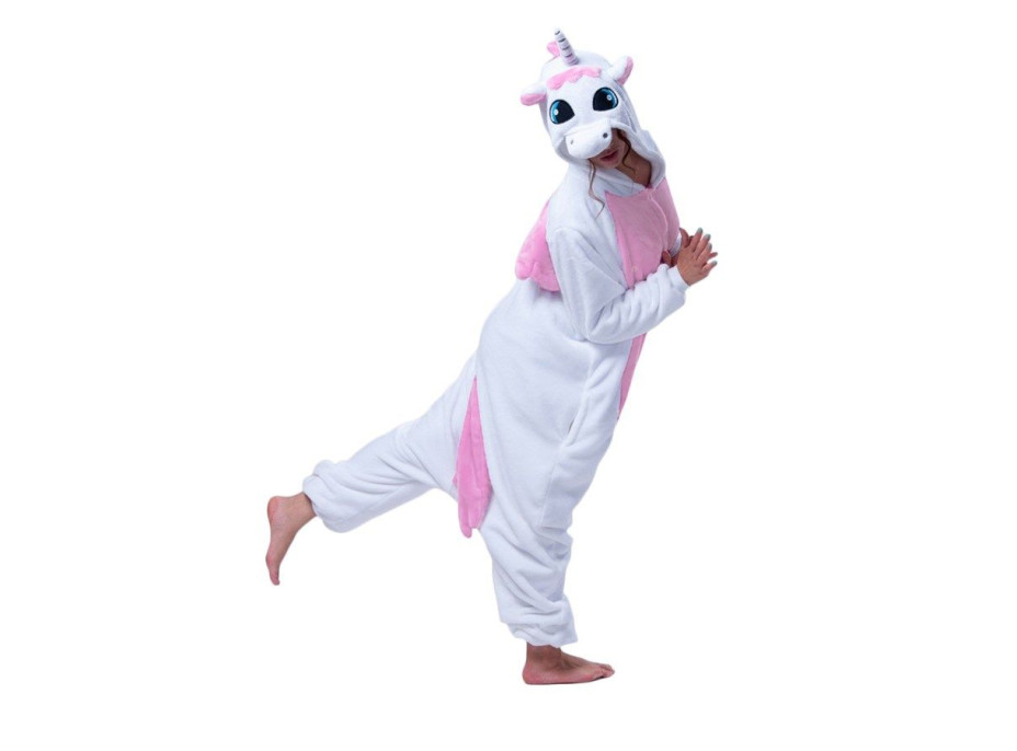 Overal KIGURUMI - jednorožec světle růžový/bílý