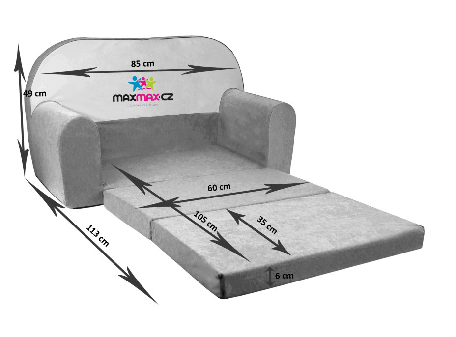Dětská rozkládací MINI pohovka STAVEBNÍ TECHNIKA