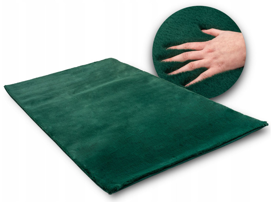 Kusový koberec RABBIT - smaragdově zelený - imitace králičí kožešiny