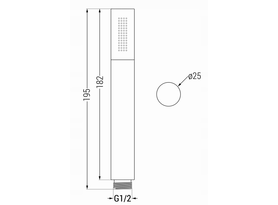 Ruční mosazná sprchová hlavice MEXEN R-70 - 1 funkce - 182x25 mm - grafitová, 79570-66