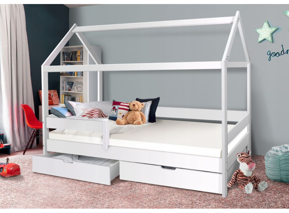 Šuplíky pod postel KIDS a BARČA z masivu borovice - bílé - 2 ks