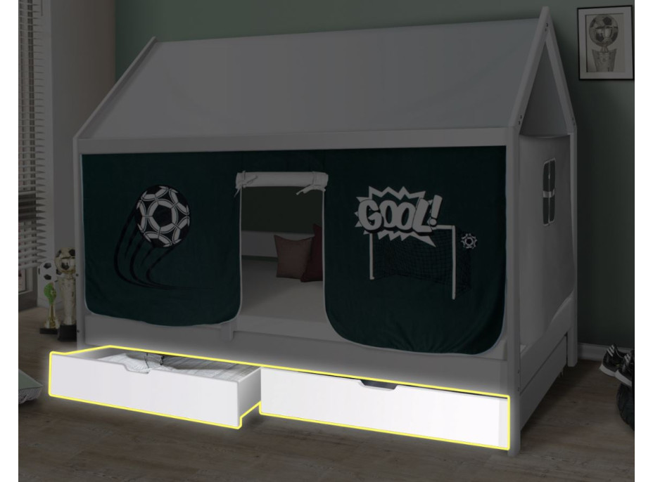 Šuplíky pod postel KIDS a BARČA z masivu borovice - bílé - 2 ks