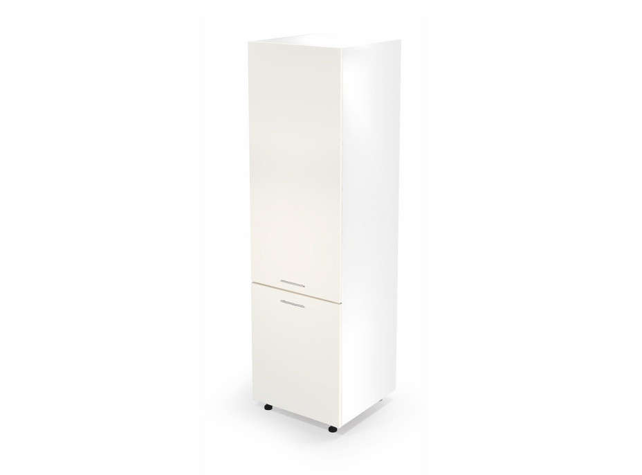 Vysoká kuchyňská skříňka pro vestavnou lednici VITO - 60x214x56 cm - béžová lesklá