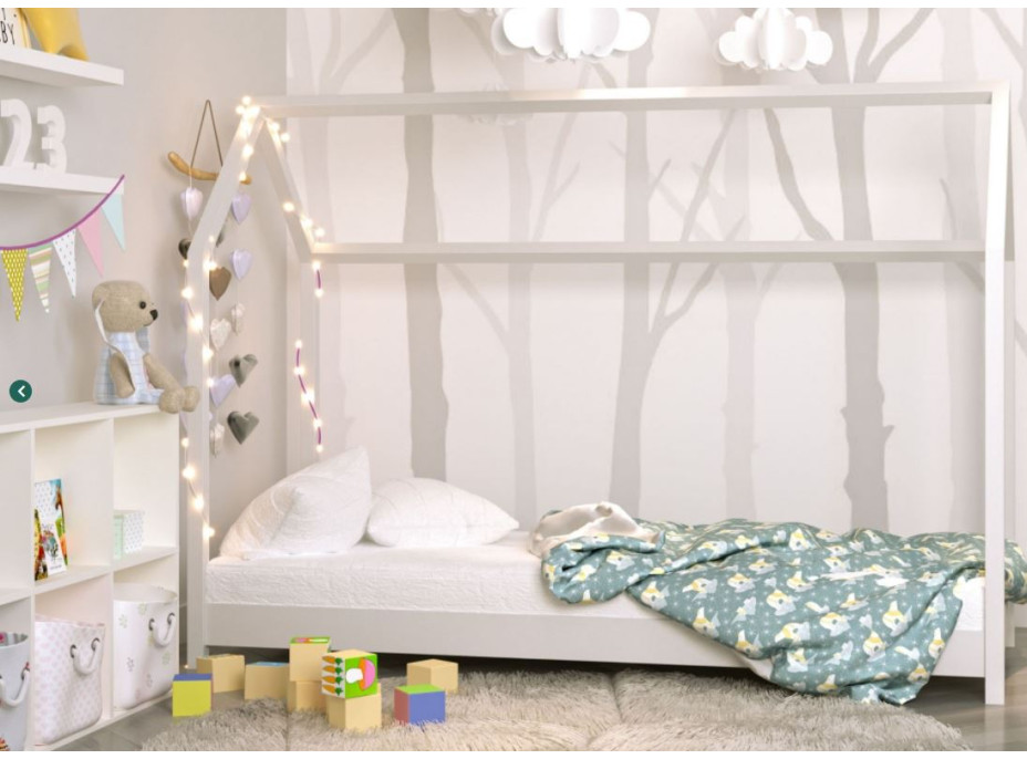 Dětská domečková postel IZABELA - bílá 200x90 cm