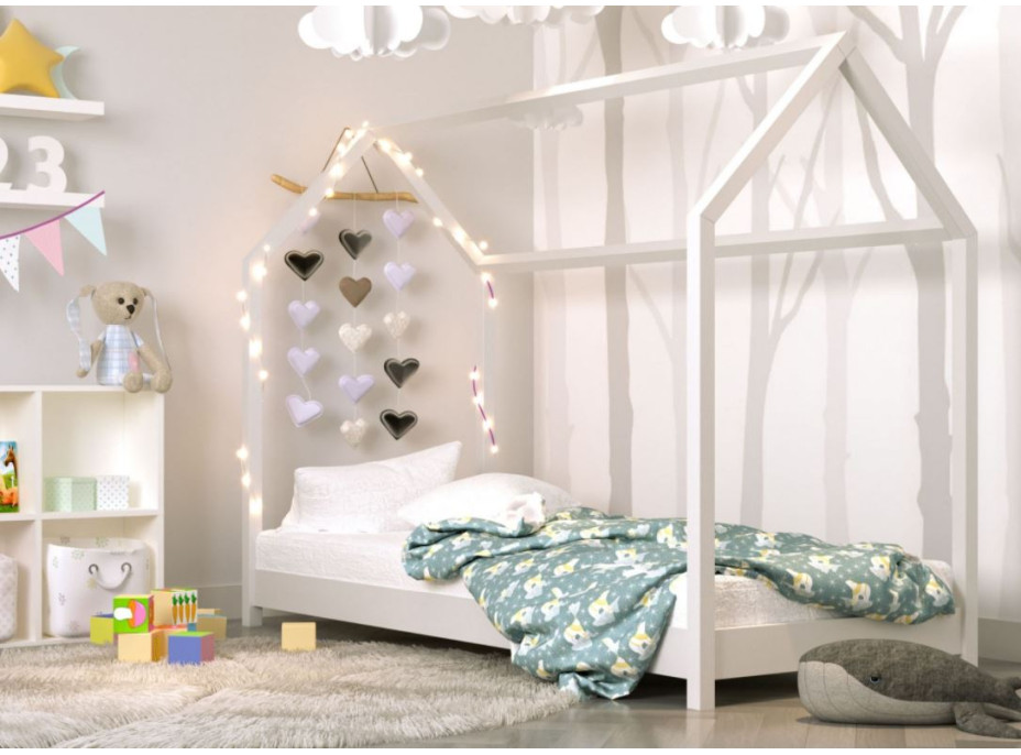 Dětská domečková postel IZABELA - bílá 200x90 cm