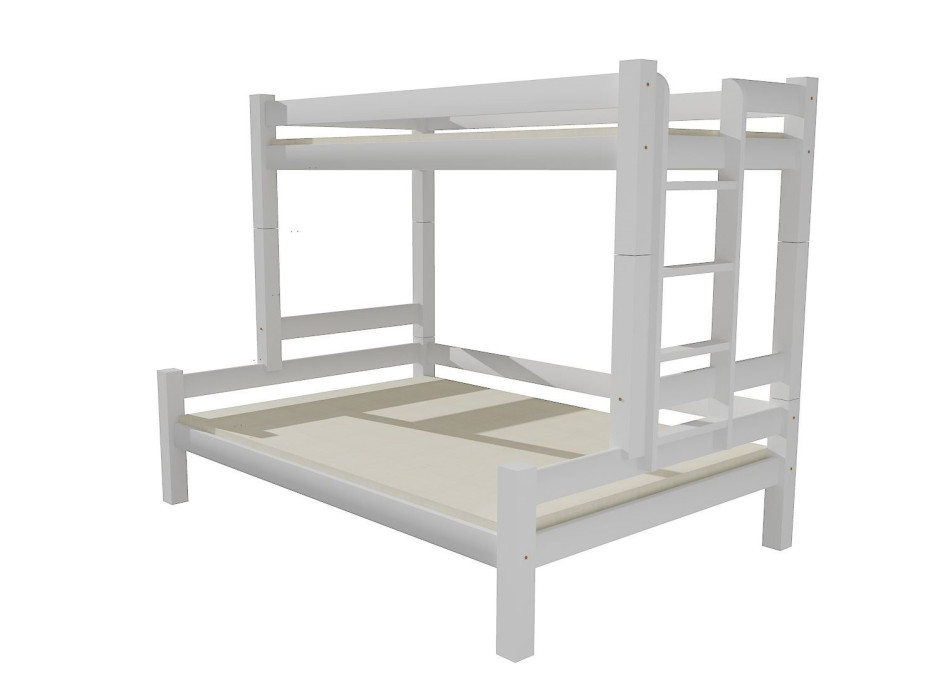 Dětská patrová postel s rozšířeným spodním lůžkem z masivu ROBUST 8X8 6B - 200x80/120 cm