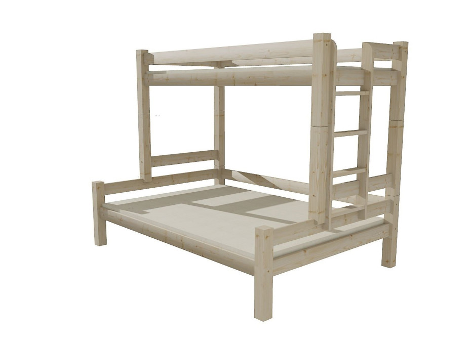 Dětská patrová postel s rozšířeným spodním lůžkem z masivu ROBUST 8X8 6B - 200x90/120 cm