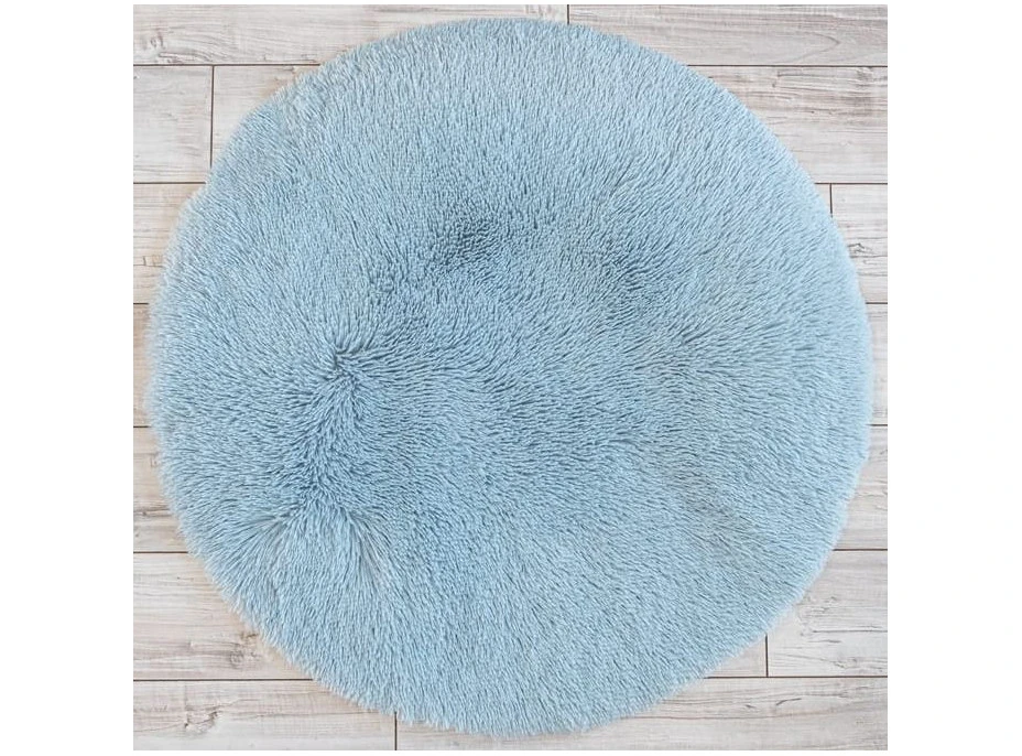 Plyšový kulatý koberec SOFT 90 cm - světle modrý