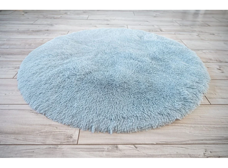 Plyšový kulatý koberec SOFT 90 cm - světle modrý