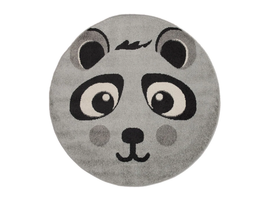 Dětský kulatý koberec Happy M PANDA - šedý