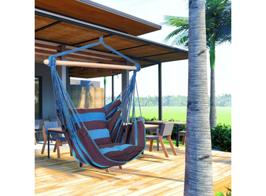 Závěsné houpací křeslo FLAMINGO s polštáři 100x100 cm