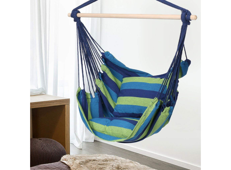 Závěsné houpací křeslo FLAMINGO s polštáři 100x100 cm