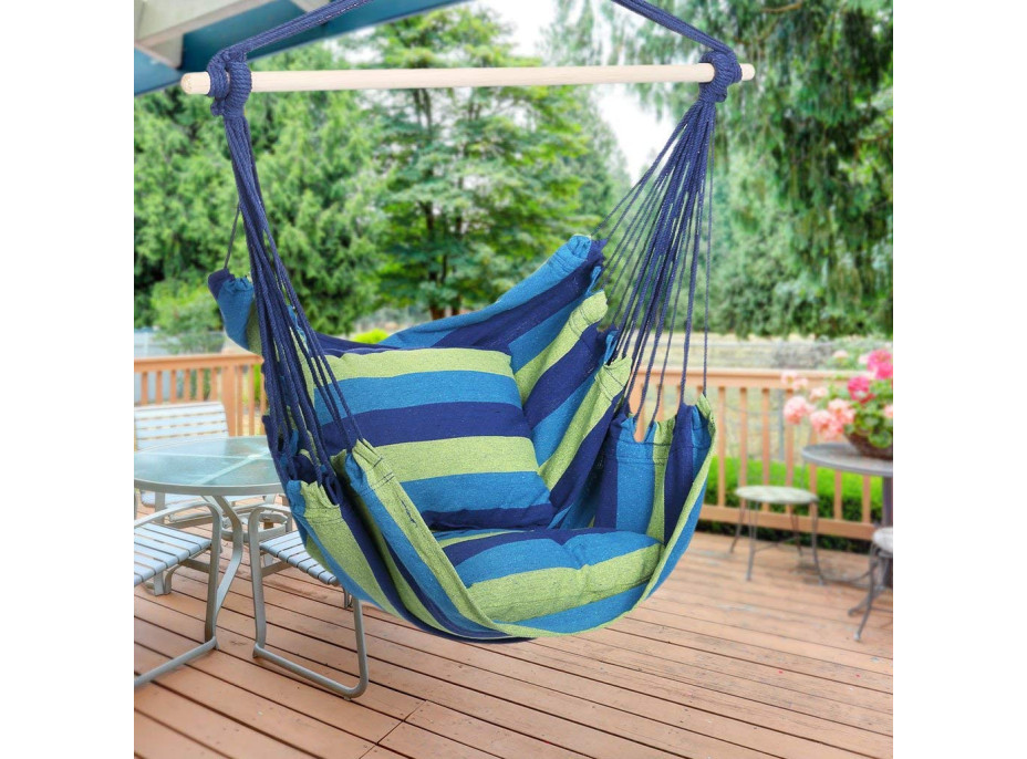 Závěsné houpací křeslo FLAMINGO s polštáři 100x100 cm