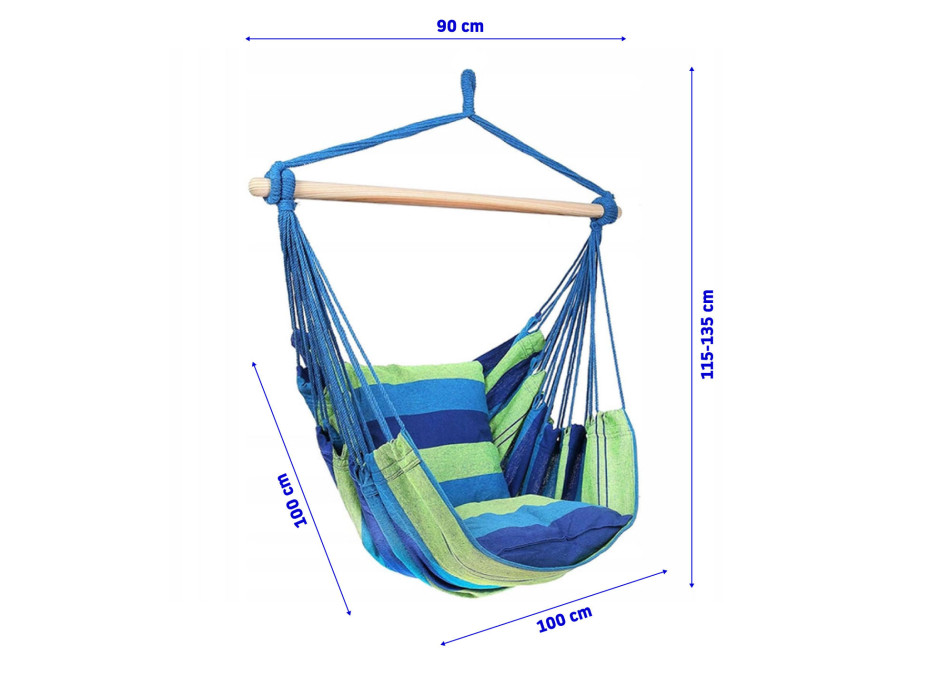 Závěsné houpací křeslo FLAMINGO s polštáři 100x100 cm