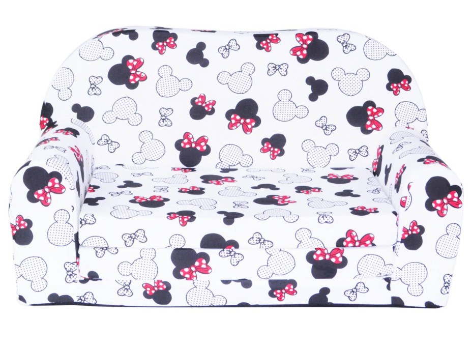 Dětská rozkládací MINI pohovka MYŠKY MINNIE - bílá
