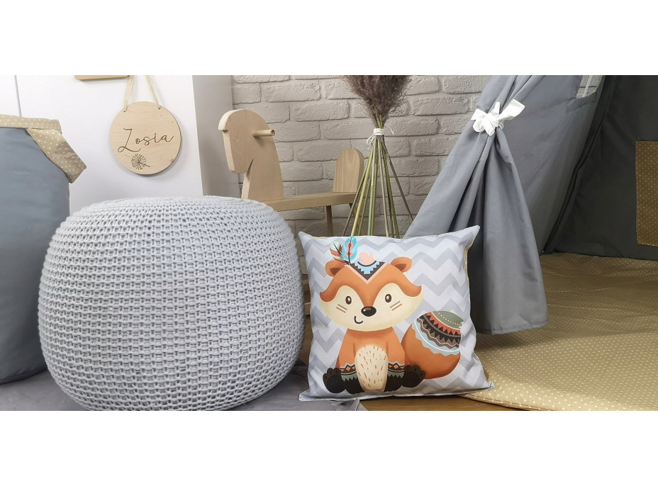 Dětský stan TEEPEE (TÝPÍ) BOHO s doplňky - šedý/béžový