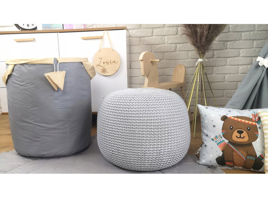 Dětský stan TEEPEE (TÝPÍ) BOHO s doplňky - šedý/béžový