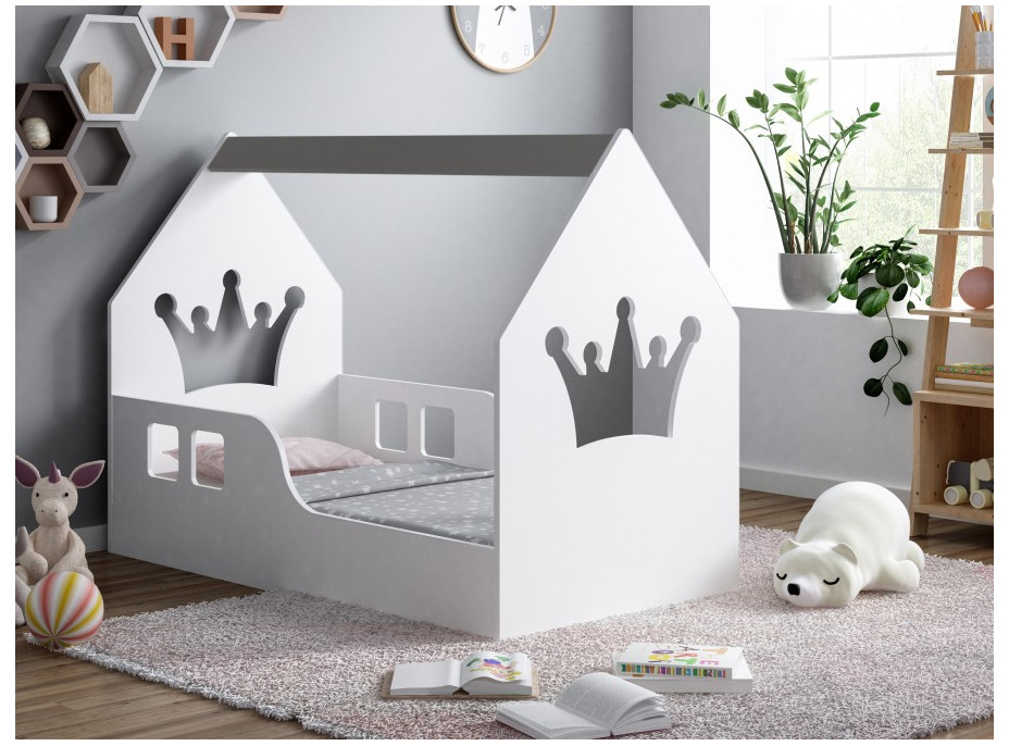 Dětská domečková postel HAPPY HOUSE - Koruna - 160x80 cm (12 barev) + matrace ZDARMA