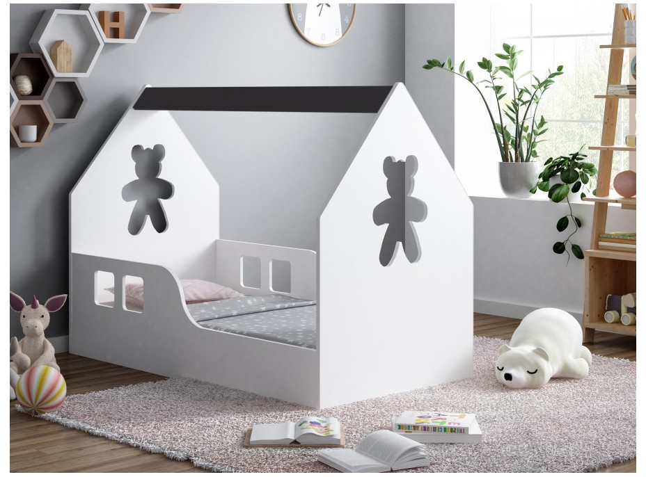 Dětská domečková postel HAPPY HOUSE - Medvídek - 160x80 cm (12 barev) + matrace ZDARMA