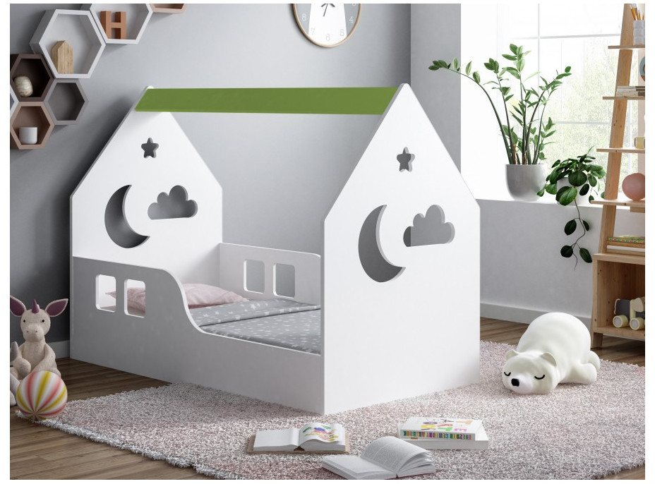 Dětská domečková postel HAPPY HOUSE - Nebe - 140x70 cm (12 barev) + matrace ZDARMA