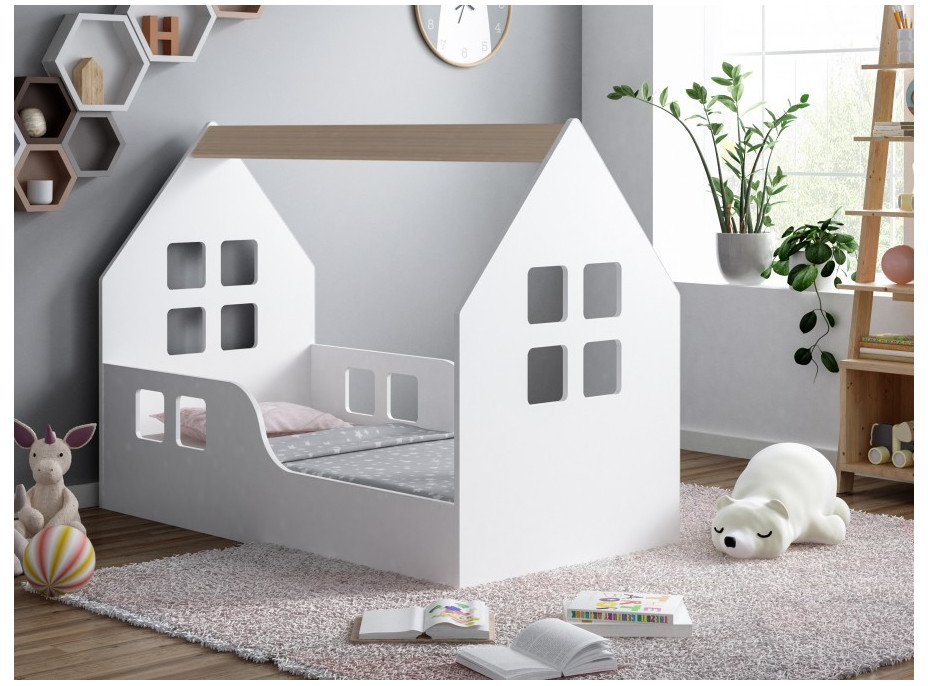 Dětská domečková postel HAPPY HOUSE - Okno 1 - 140x70 cm (12 barev) + matrace ZDARMA