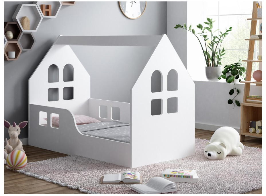 Dětská domečková postel HAPPY HOUSE - Okno 2 - 140x70 cm (12 barev) + matrace ZDARMA