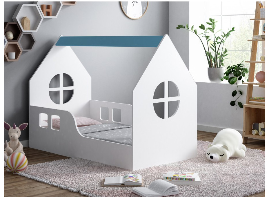 Dětská domečková postel HAPPY HOUSE - Okno 3 - 160x80 cm (12 barev) + matrace ZDARMA