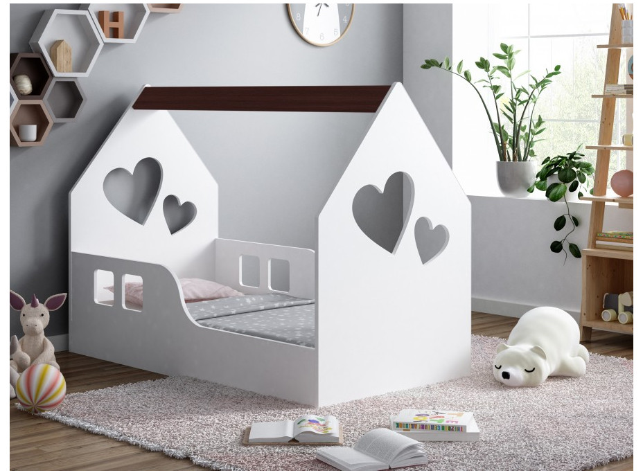 Dětská domečková postel HAPPY HOUSE - Srdíčko - 160x80 cm (12 barev) + matrace ZDARMA