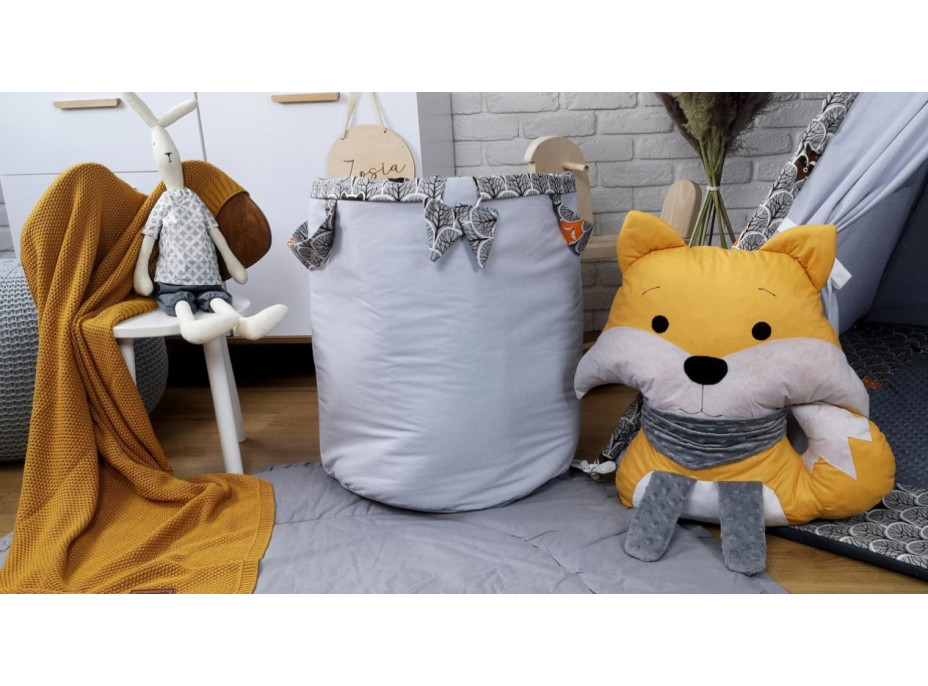 Dětský stan TEEPEE (TÝPÍ) LUXURY s doplňky - ZVÍŘECÍ PARTIČKA - šedý