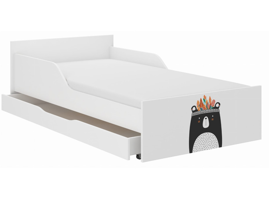 Dětská postel FILIP - ČERNÝ MEDVÍDEK INDIÁN 180x90 cm
