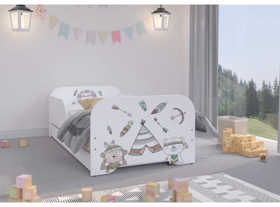 Dětská postel KIM - INDIÁNSKÁ OSADA 140x70 cm + MATRACE
