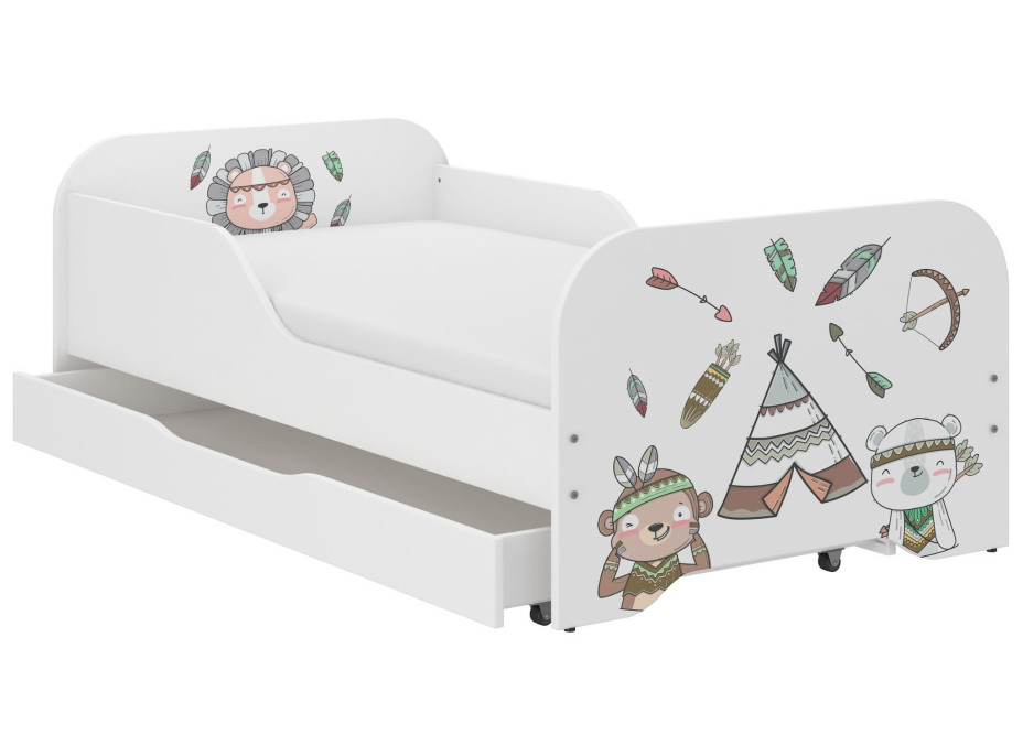 Dětská postel KIM - INDIÁNSKÁ OSADA 140x70 cm + MATRACE