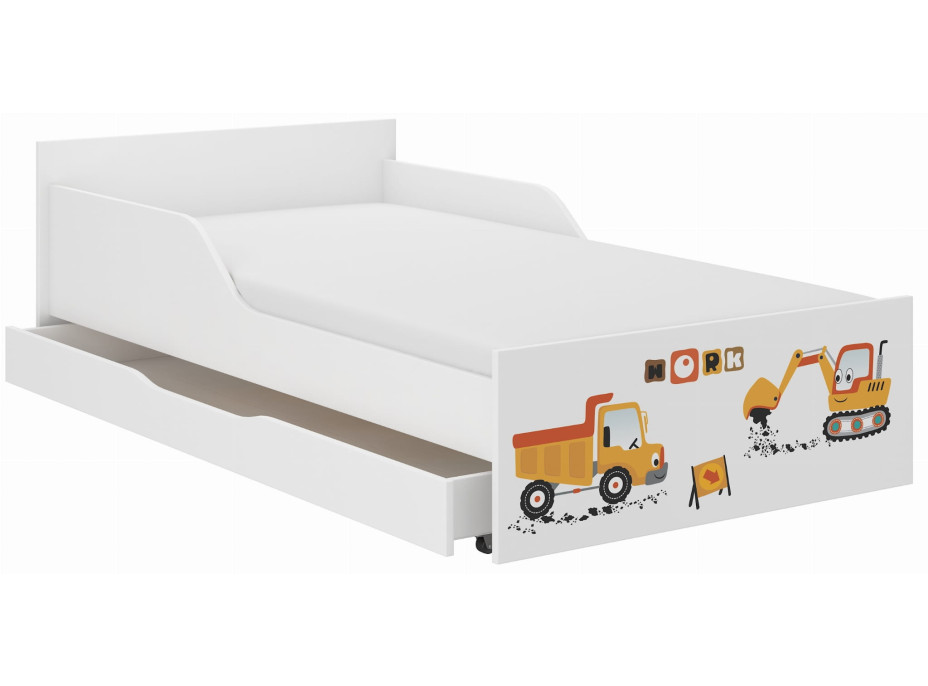 Dětská postel FILIP - STAVEBNÍ STROJE 180x90 cm