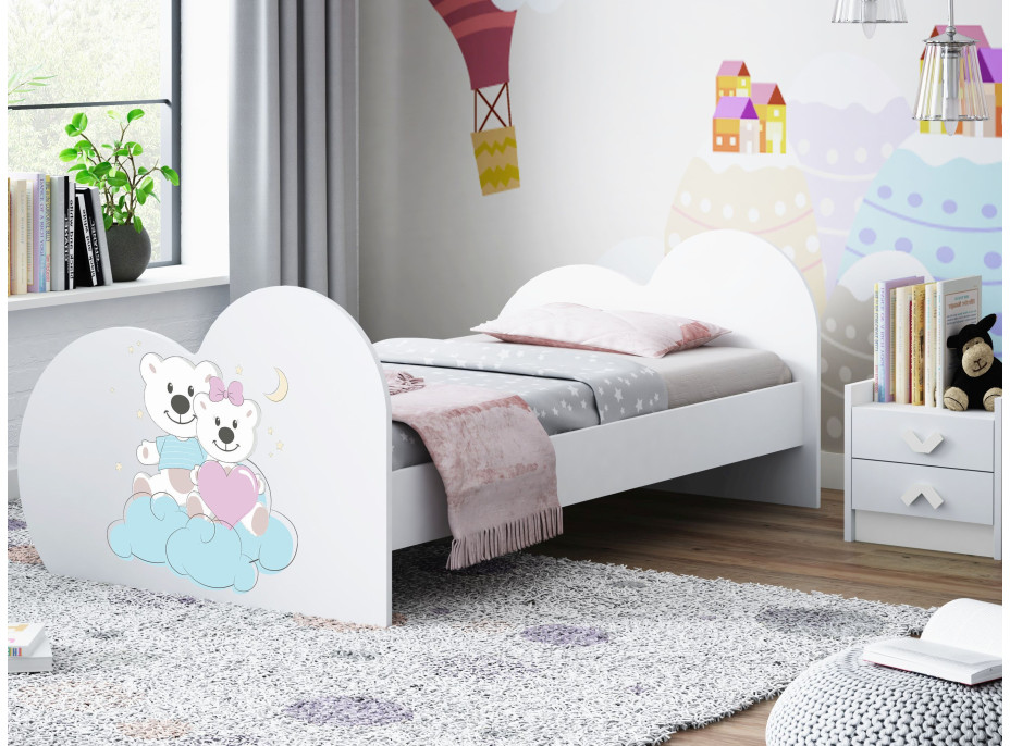 Dětská postel ZAMILOVANÍ MEDVÍDCI 160x80 cm (11 barev) + matrace ZDARMA