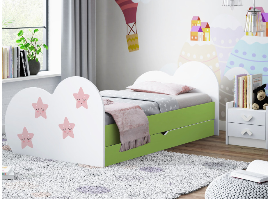 Dětská postel HVĚZDIČKY 160x80 cm, se šuplíkem (11 barev) + matrace ZDARMA