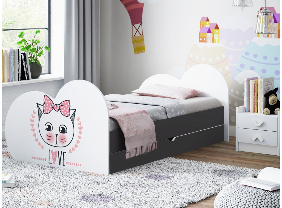 Dětská postel KOŤÁTKO 160x80 cm, se šuplíkem (11 barev) + matrace ZDARMA
