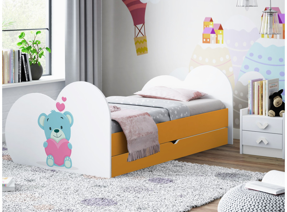 Dětská postel MEDVÍDEK 160x80 cm, se šuplíkem (11 barev) + matrace ZDARMA
