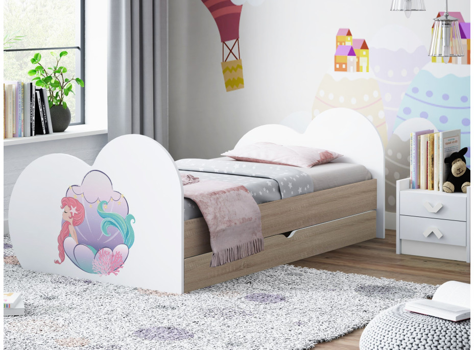 Dětská postel MOŘSKÁ VÍLA 160x80 cm, se šuplíkem (11 barev) + matrace ZDARMA
