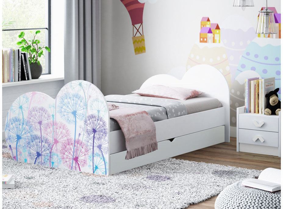 Dětská postel PAMPELIŠKY 160x80 cm, se šuplíkem (11 barev) + matrace ZDARMA