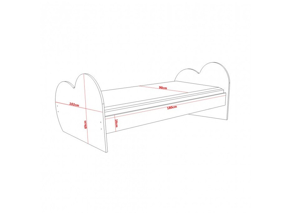 Dětská postel PAMPELIŠKY 180x90 cm (11 barev) + matrace ZDARMA