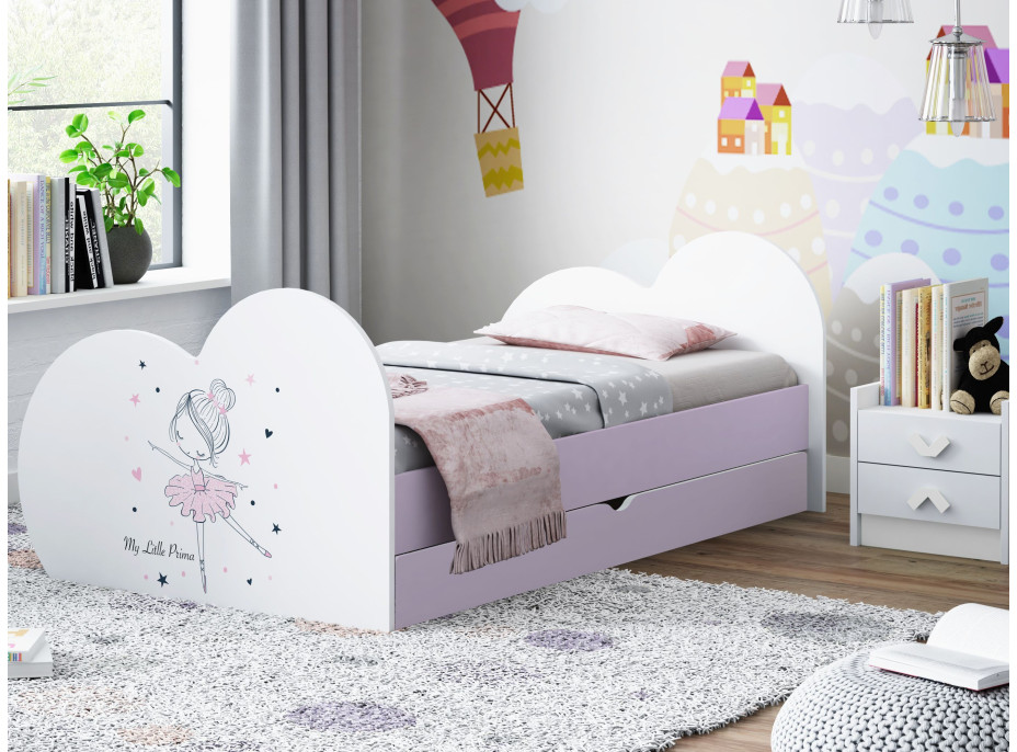Dětská postel BALETKA 180x90 cm, se šuplíkem (11 barev) + matrace ZDARMA