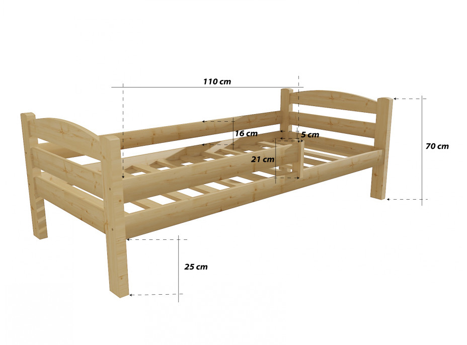 Dětská postel z MASIVU 200x90cm bez šuplíku - DP005