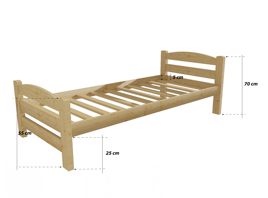 Dětská postel z MASIVU 180x80cm bez šuplíku - DP008