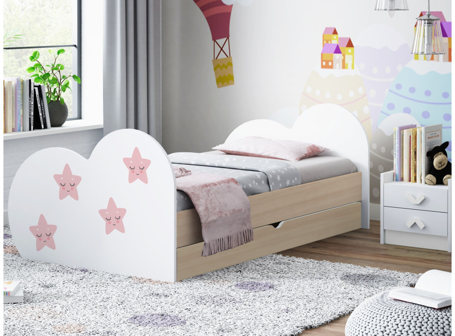 Dětská postel HVĚZDIČKA 180x90 cm, se šuplíkem (11 barev) + matrace ZDARMA