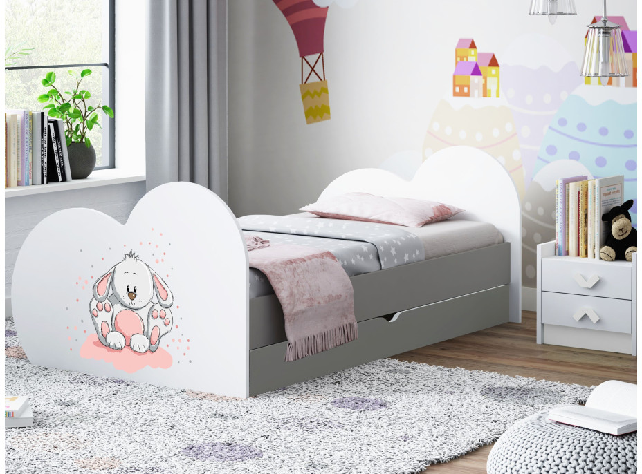 Dětská postel KRÁLÍČEK 180x90 cm, se šuplíkem (11 barev) + matrace ZDARMA