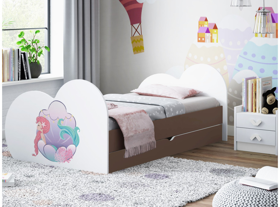 Dětská postel MOŘSKÁ VÍLA 180x90 cm, se šuplíkem (11 barev) + matrace ZDARMA