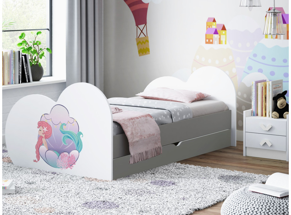 Dětská postel MOŘSKÁ VÍLA 180x90 cm, se šuplíkem (11 barev) + matrace ZDARMA