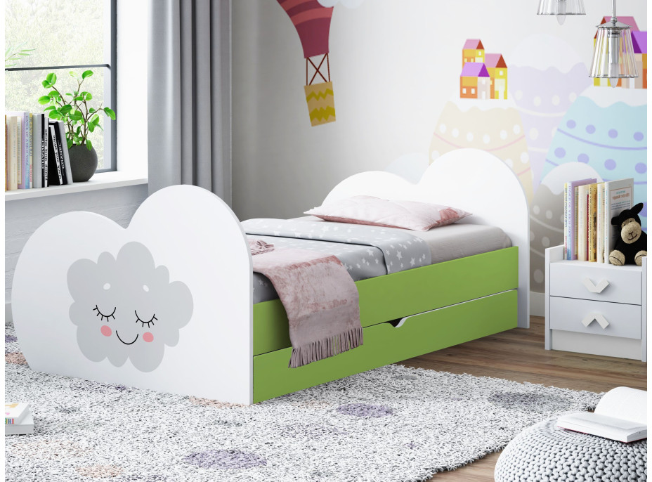 Dětská postel MRÁČEK 180x90 cm, se šuplíkem (11 barev) + matrace ZDARMA