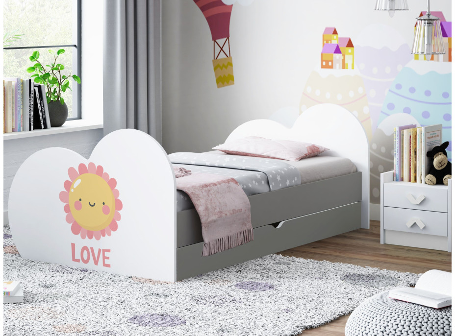 Dětská postel SLUNÍČKO 180x90 cm, se šuplíkem (11 barev) + matrace ZDARMA